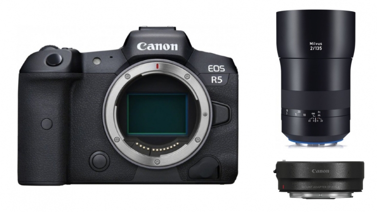 Zubehör  Canon EOS R5 + EF-Adapter + ZEISS Milvus 135mm f2