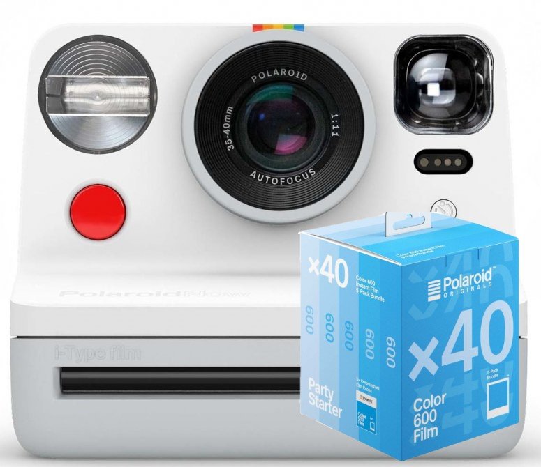 Polaroid Now camera white + 600 Color film 40x