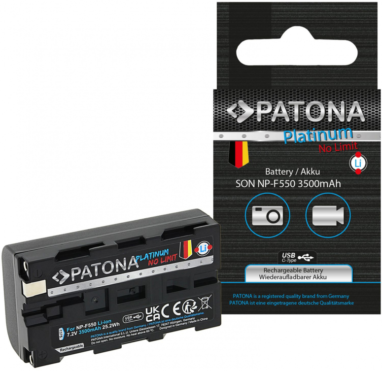 PATONA Platinum Akku mit USB-C Input Sony NP-F550