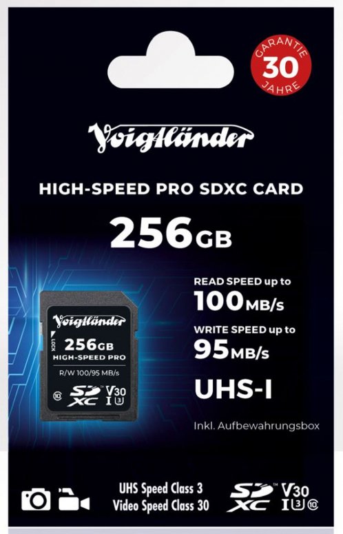 Technical Specs  Voigtländer Prof. High-Speed SDXC 256GB UHS-I