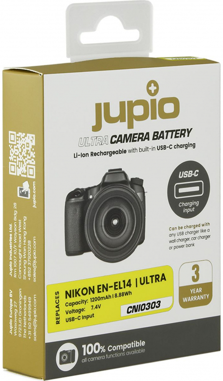 Jupio EN-EL14A *ULTRA C* Entrée USB-C 1200mAh