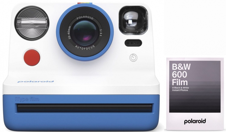 Polaroid Now camera blue + 600 B&W film 8x