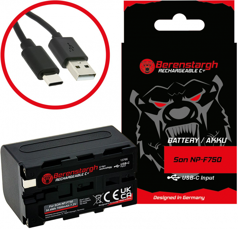 Berenstargh Akku Sony NP-F750 7000mAh USB-C Input