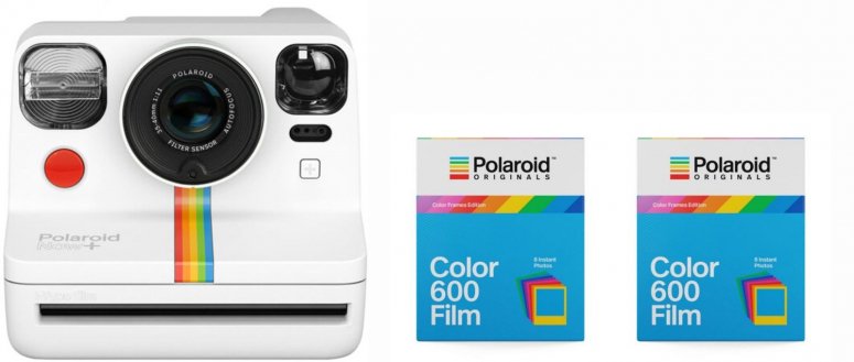 Polaroid Now+ Camera White + 600 Color Frames 8x 2 Pack