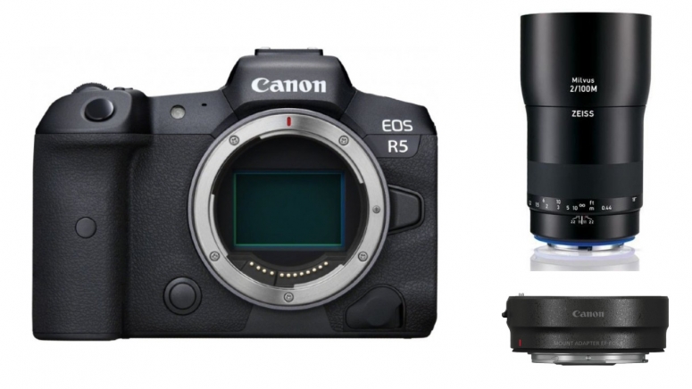Zubehör  Canon EOS R5 + EF-Adapter + ZEISS Milvus 100mm f2