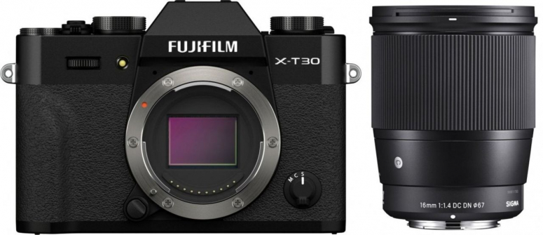 Zubehör  Fujifilm X-T30 II schwarz + Sigma 16mm f1,4 DC DN (C)