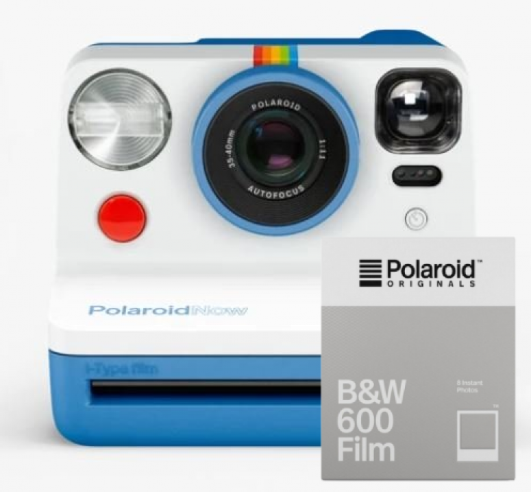 Comparison: Polaroid Now camera blue + 600 B&W film 8x - Foto Erhardt