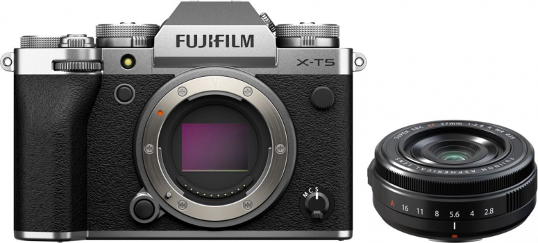 Fujifilm X-T5 Gehäuse silber + XF 27mm f2,8 R WR