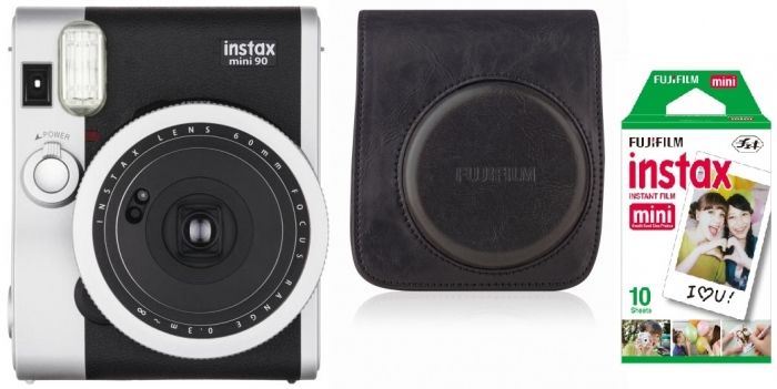 Fujifilm Instax Mini 90 Neo Classic schwarz + Case schwarz + Film