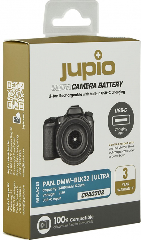 Jupio DMW-BLK22 *ULTRA C* Entrée USB-C 2400mAh