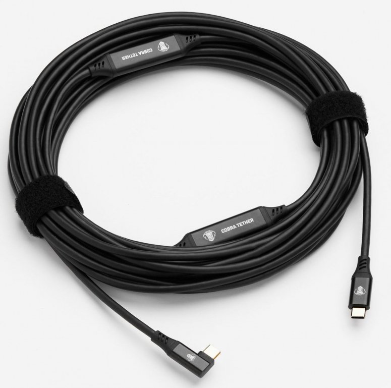 CobraTether USB-C to USB-C 90° 10m black