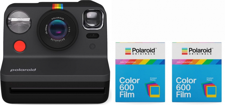 Polaroid Now Gen2 Kamera Schwarz + 600 Color Frames 8x 2er Pack