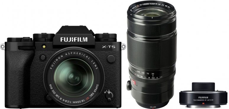 Fujifilm X-T5 noir + XF18-55mm f2,8-4 + XF50-140mm + TC XF1,4