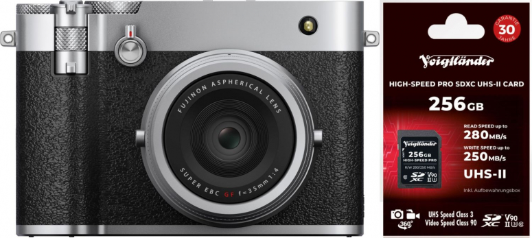 Fujifilm GFX 100RF Silver + Voigtländer Prof. High-Speed SDXC 256GB UH