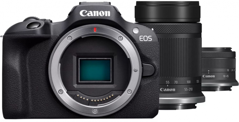 Caractéristiques techniques  Canon EOS R100 + RF-S 18-45mm f4,5-6,3 IS STM + 55-210mm f5-7,1 IS STM
