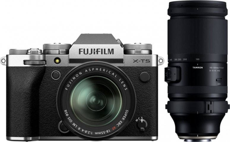 Technische Daten  Fujifilm X-T5 silber + XF18-55mm f2,8-4 + Tamron 150-500 f5-6,7