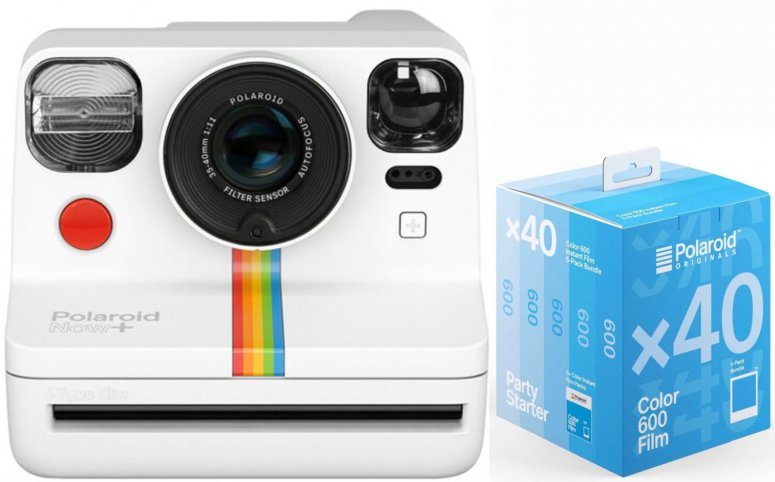 Polaroid Now+ camera white + 600 Color film 40x