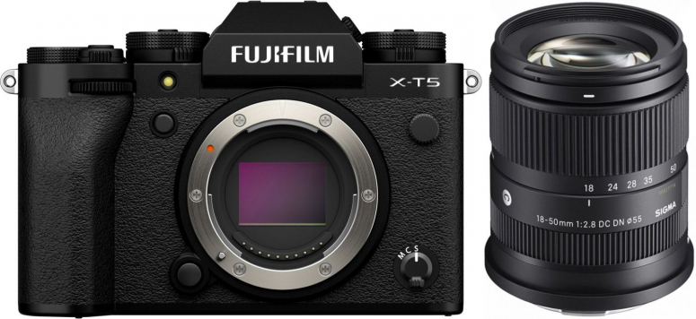 Zubehör  Fujifilm X-T5 Gehäuse schwarz + Sigma 18-50mm f2,8
