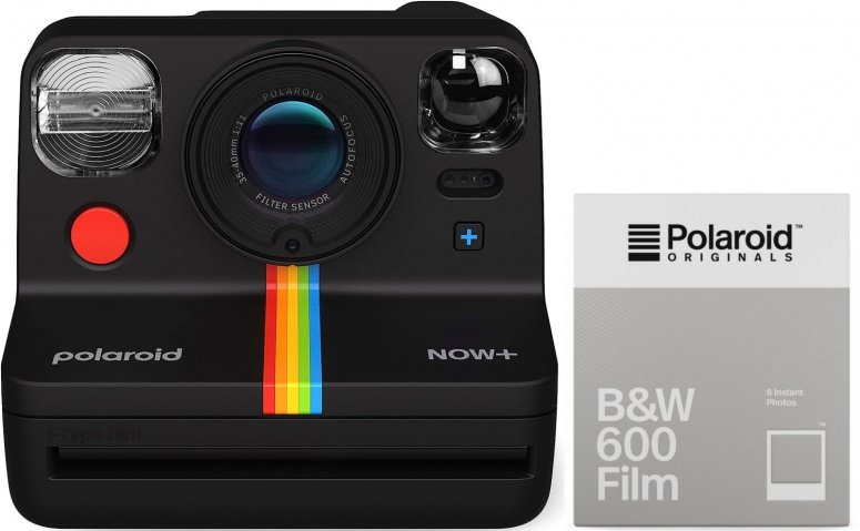 Polaroid Now+ Gen2 Kamera Schwarz + 600 B&W Film 8x