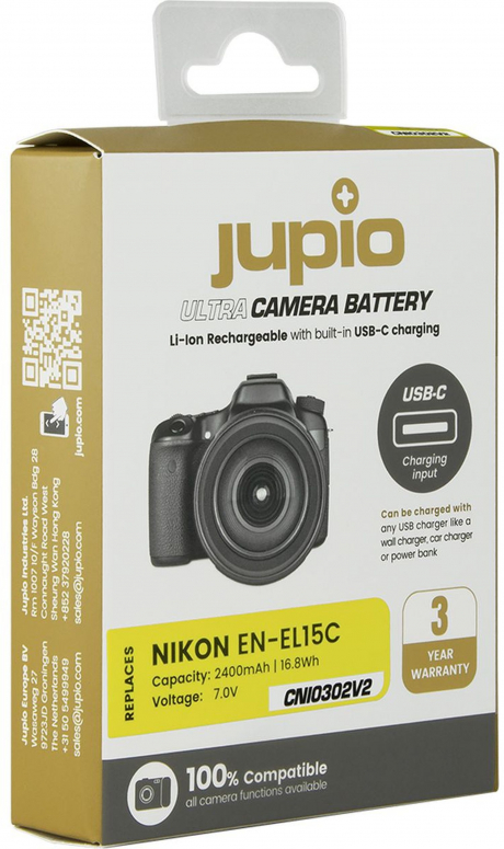 Jupio EN-EL15C *ULTRA C* USB-C input 2400mAh