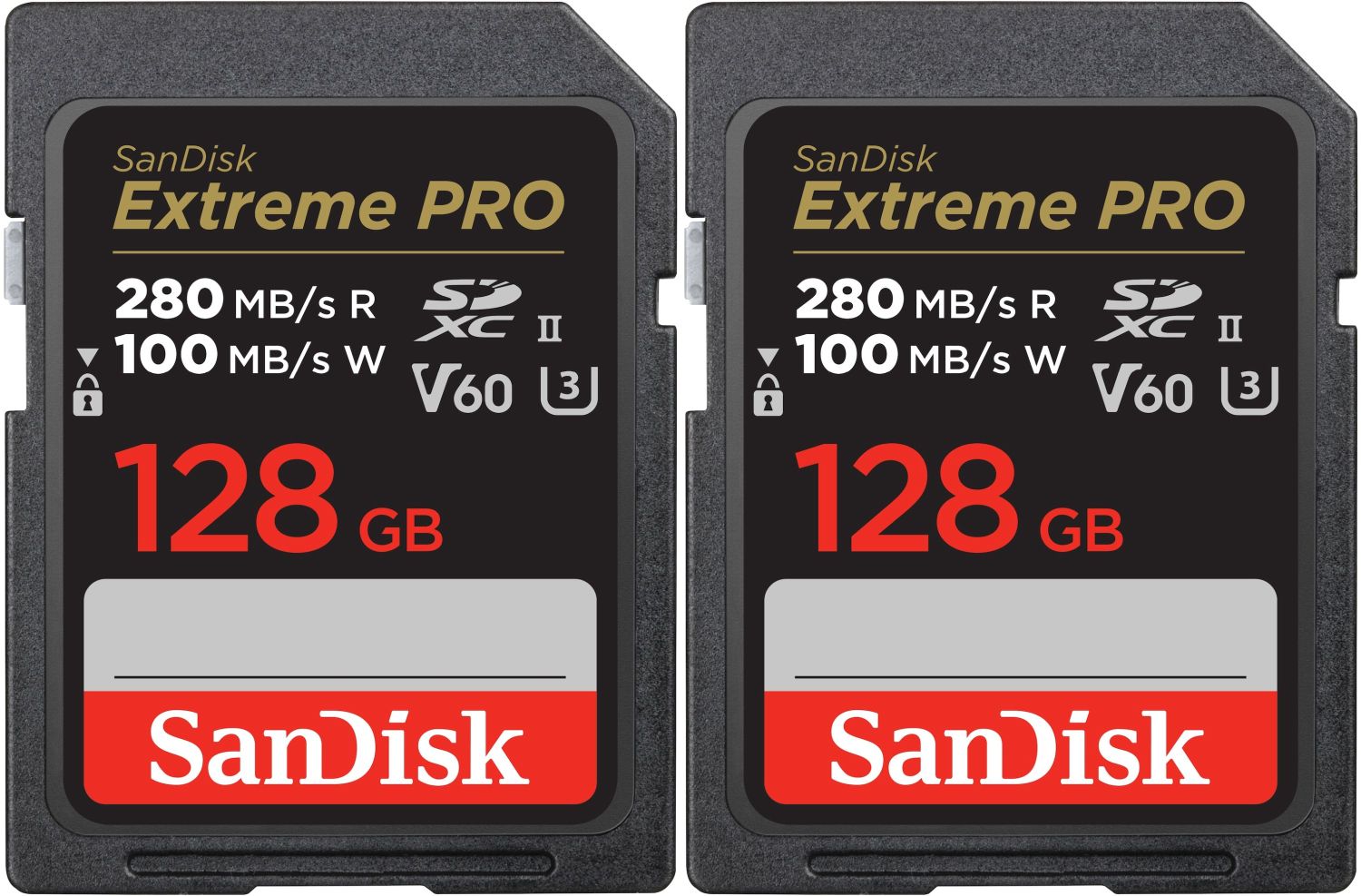 SanDisk SDXC Extreme Pro 128GB 280MB/s V60 UHS II 2er-Pack
