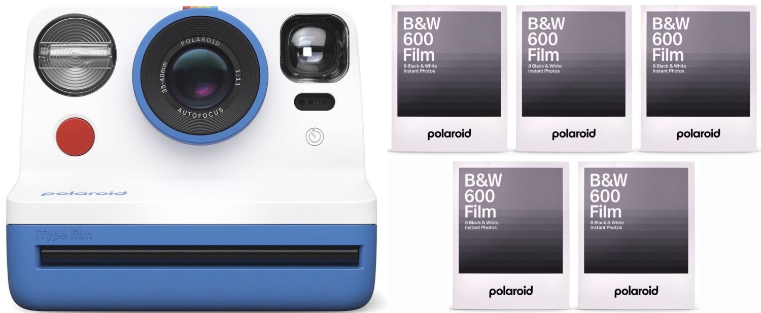 Polaroid Now camera blue + 600 B&W film 8x 5 pack - Foto Erhardt