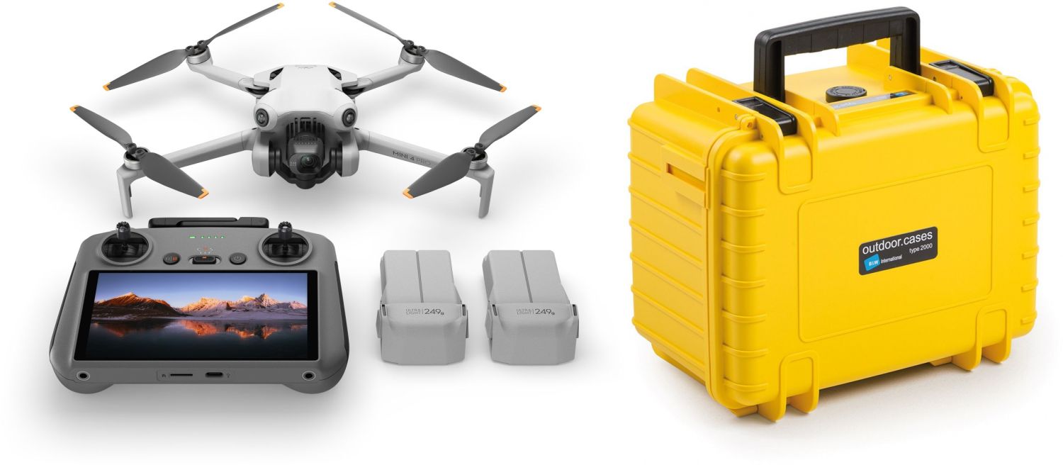 DJI Mini 4 Pro Fly More Combo (DJI RC 2) + B&W Case Type 2000 yellow