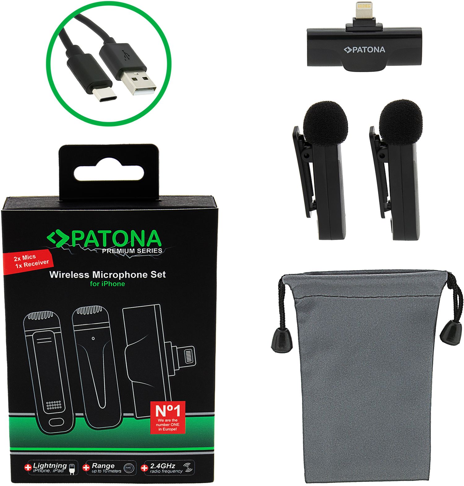 PATONA Premium Lavalier-Mikrofone für Lightning