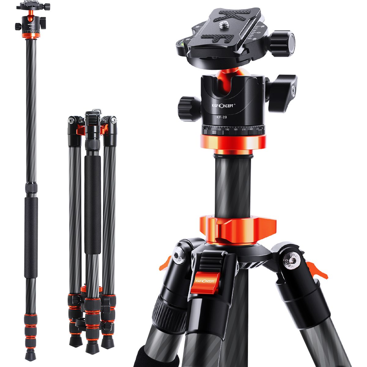 K&F Concept Tripod SA254C1 165cm Carbon + Monopod