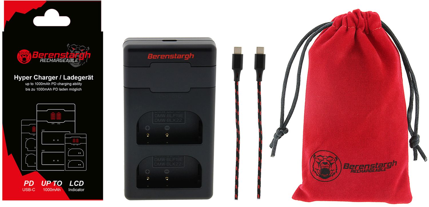 Technische Daten  Berenstargh Hyper PD Ladegerät für Panasonic BLF19 inkl. USB-C Kabel