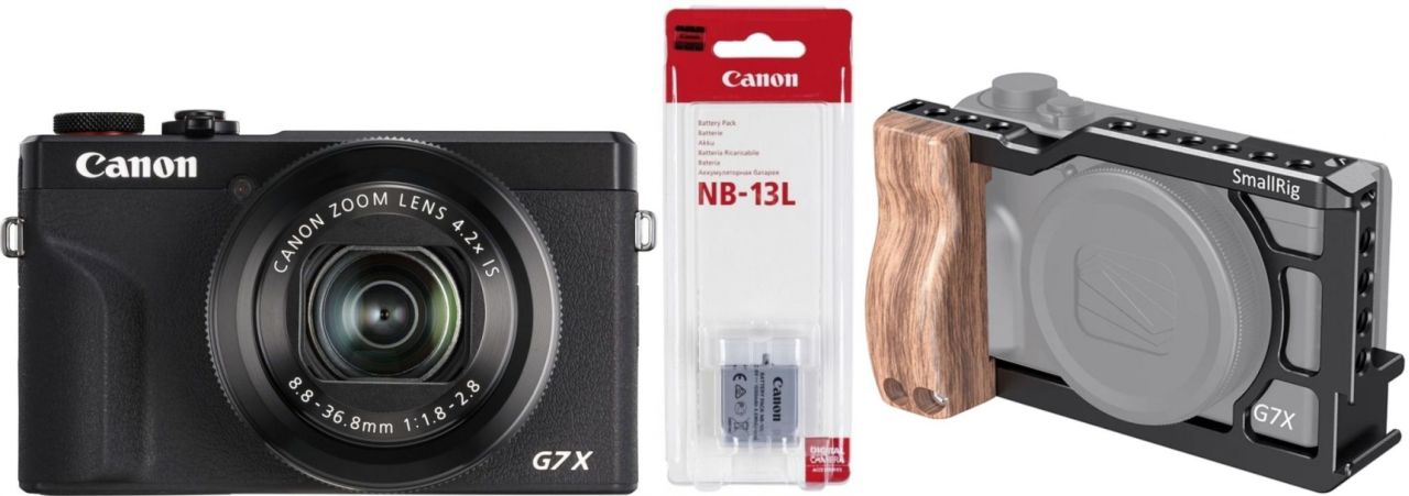 Canon PowerShot G7X III black + SmallRig 2422 Cage