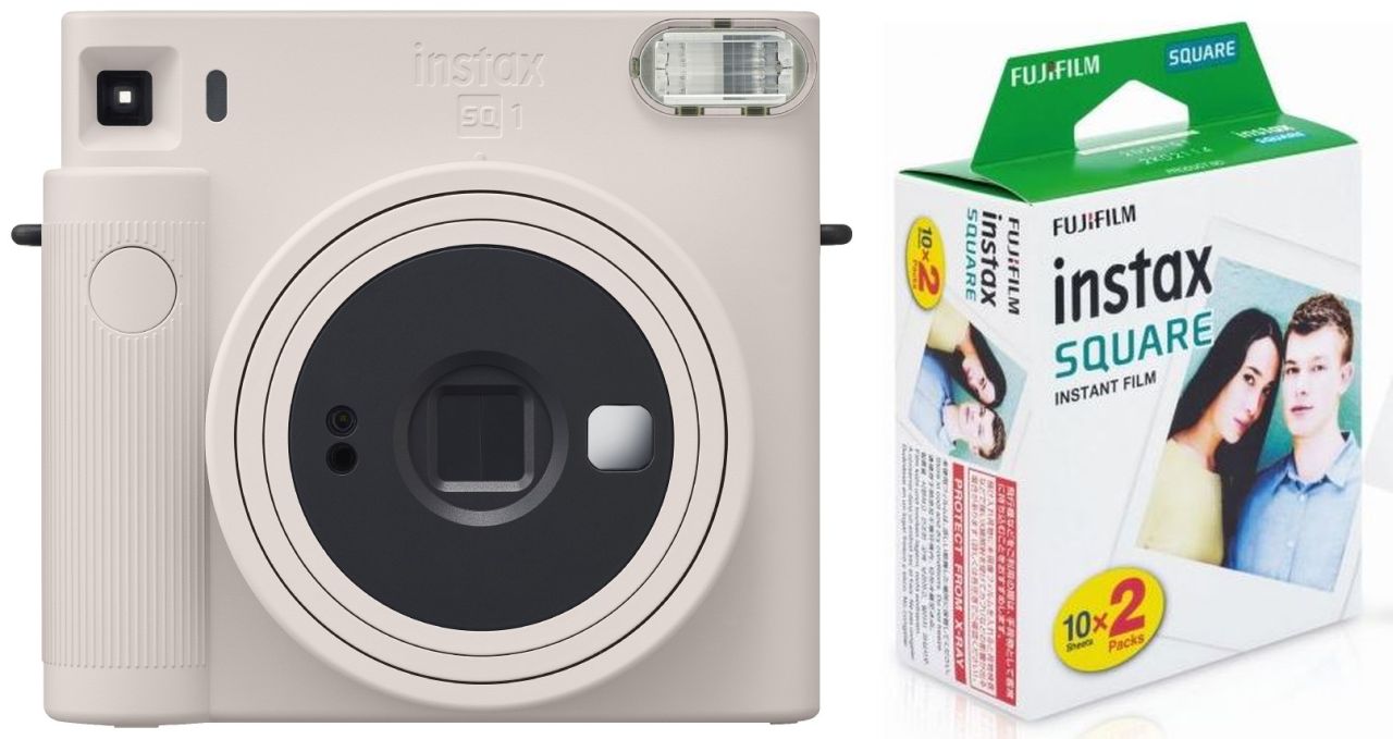 Fujifilm Instax SQUARE SQ1 chalk white EX D + Square Film Twin Pack