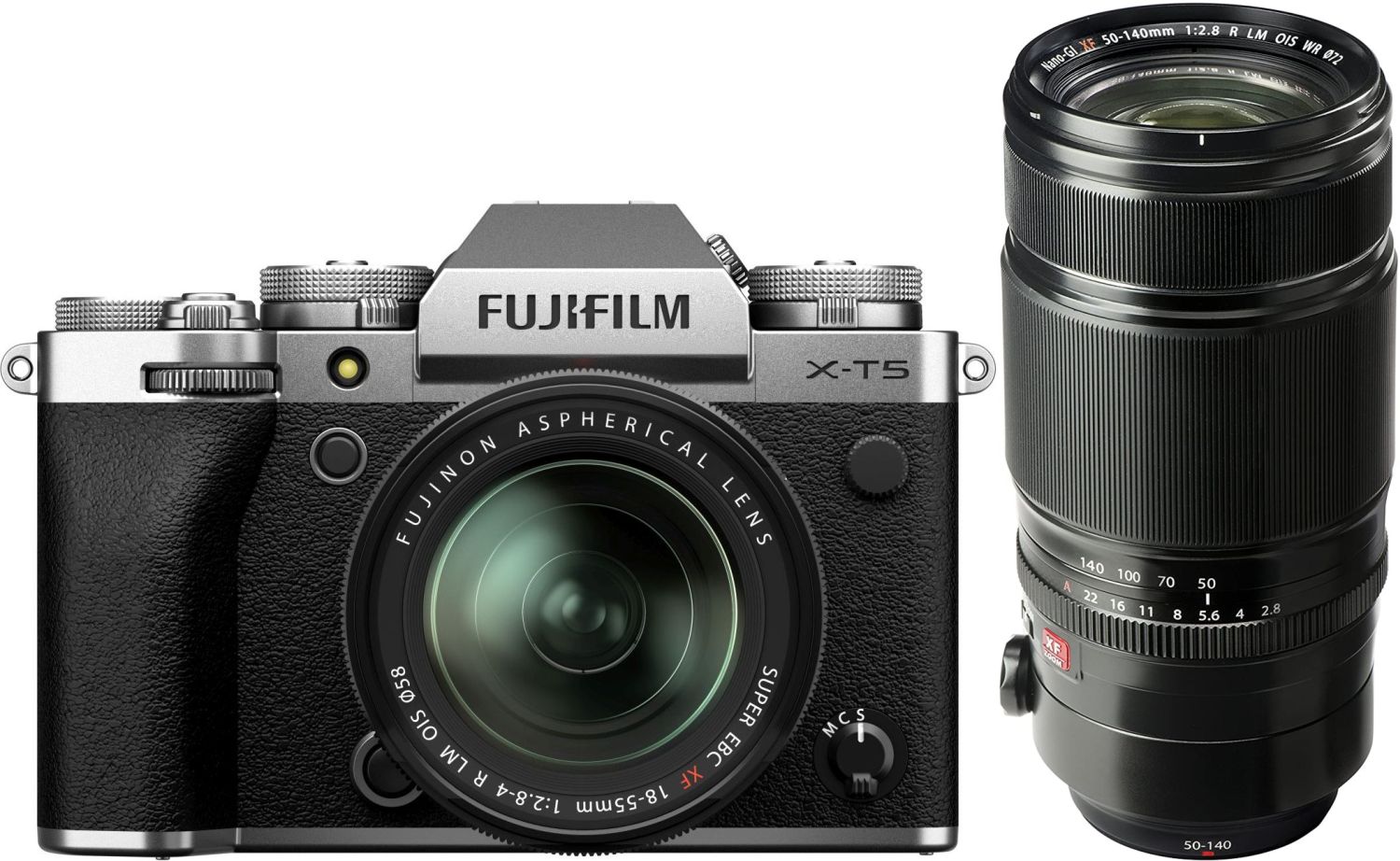 Fujifilm X-T5 silver + XF18-55mm f2.8-4 + XF 50-140mm f2.8