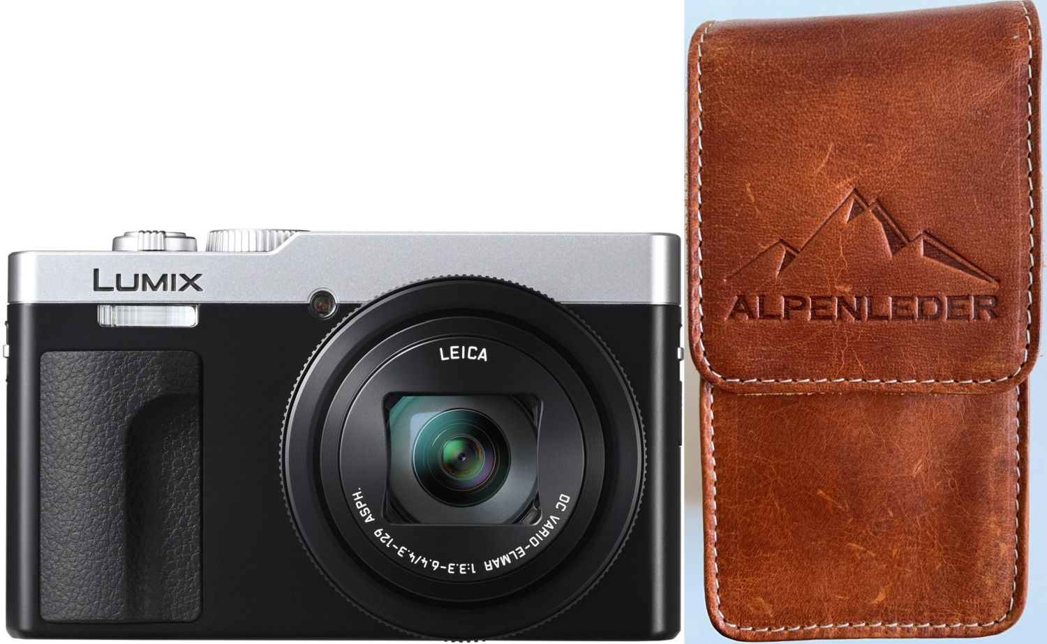 Panasonic Lumix DC-TZ99 silver/black + Alpine leather case compact