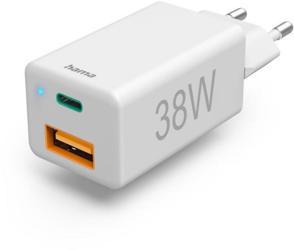 Hama 201640 Mini USB-C/A fast charger 38W white