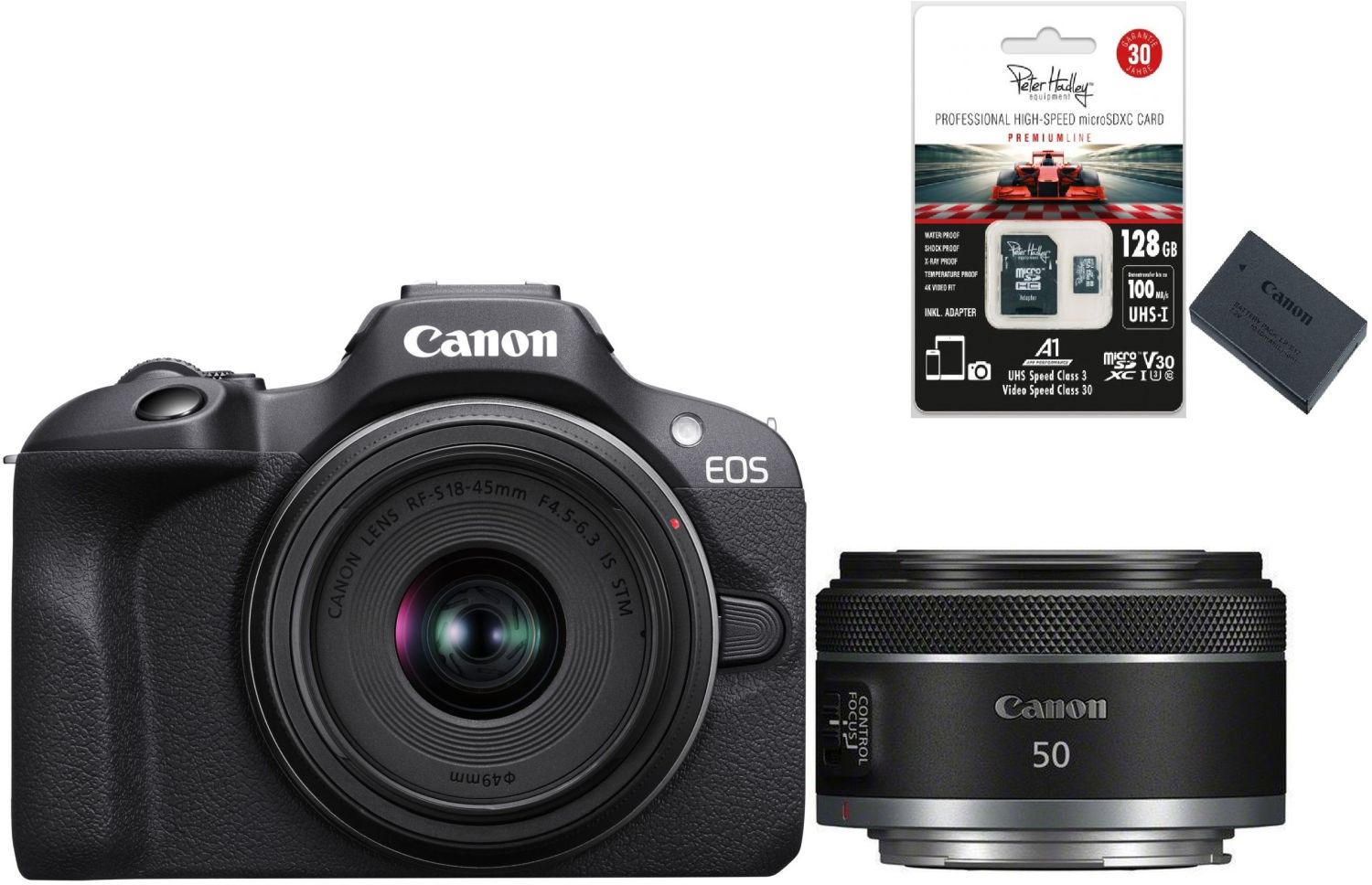 Canon EOS R100 + 18-45mm IS STM Special Edition + RF 50mm f1,8 STM