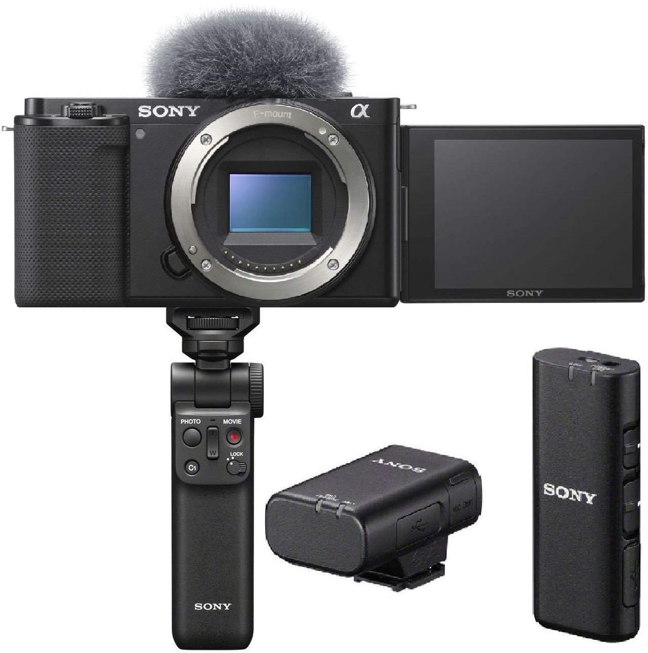 Sony Alpha ZV-E10 + GP-VPT2BT Handle + ECM-W2BT Microphone