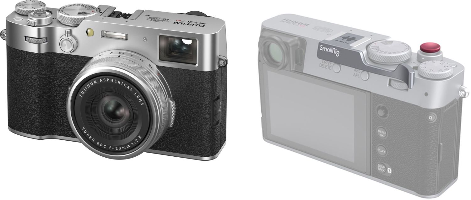 Fujifilm X100VI silver + SmallRig 4566 thumb grip