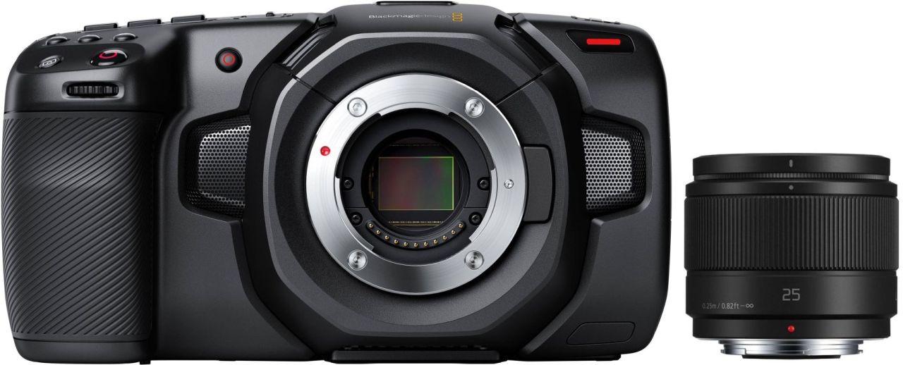 Blackmagic Pocket Cinema 4K + Panasonic Lumix G 25mm f1,7 schwarz