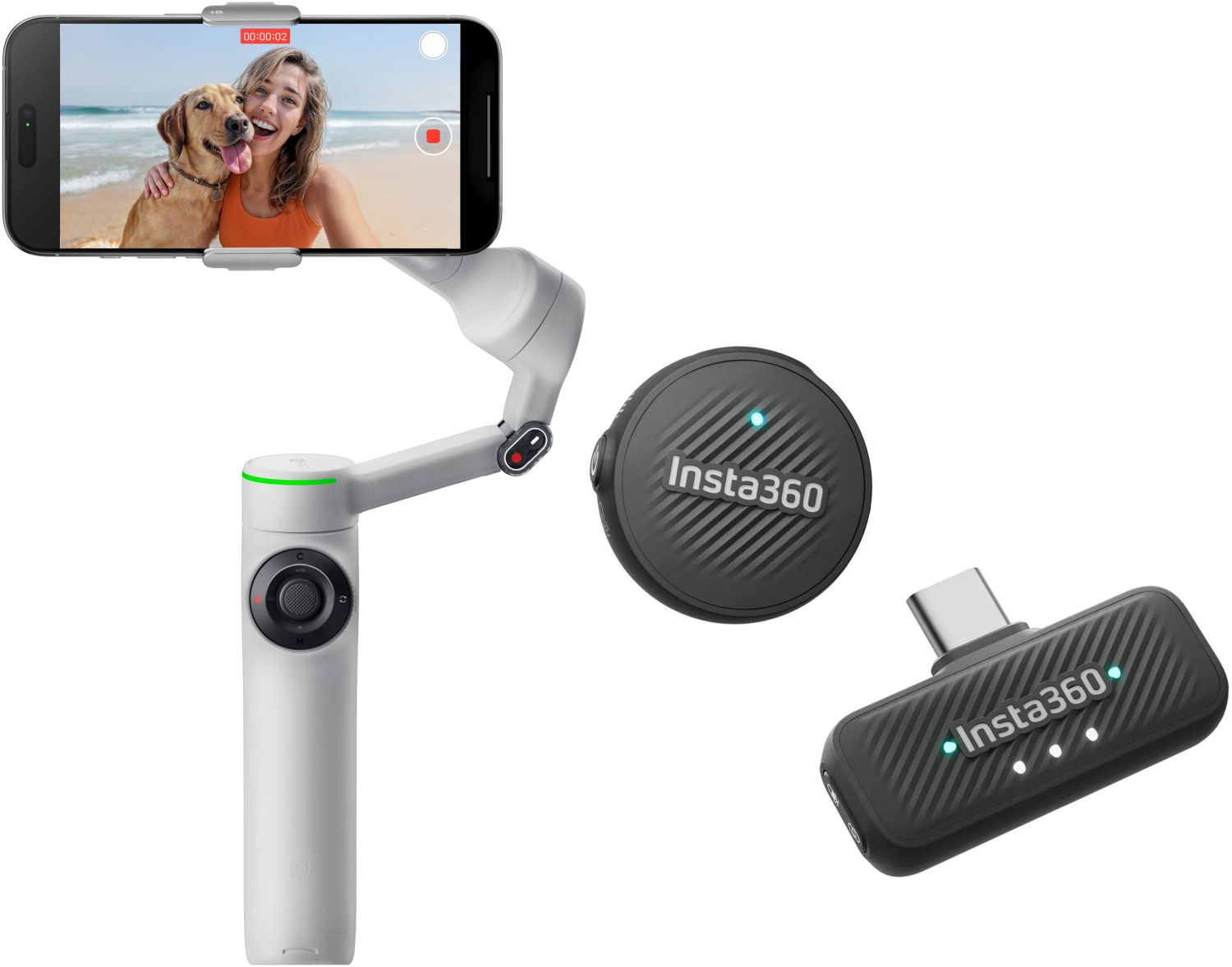 ja ★ 美品 ★ insta360 flow Stone Gray Insta360 Flow 2 AI Tracker Bundle Stone Gray