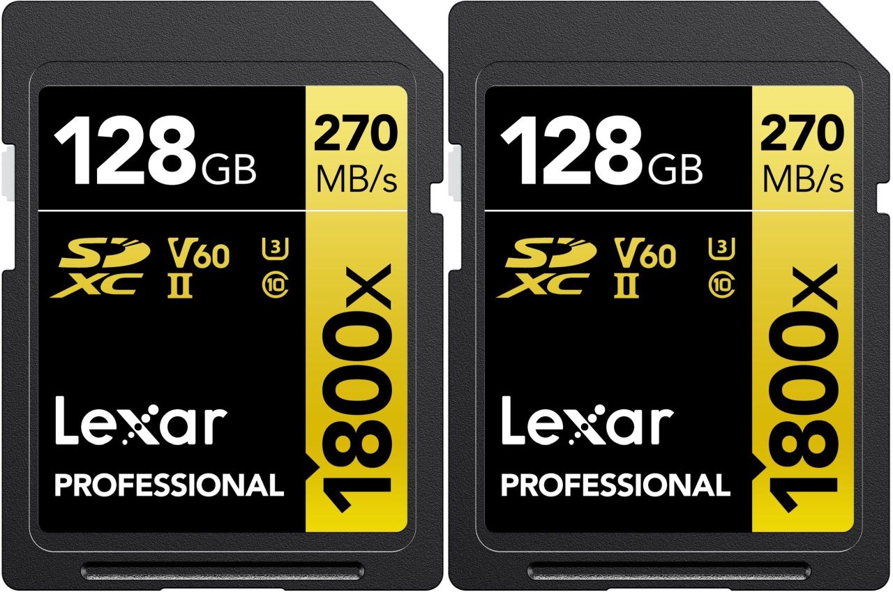 Lexar Professional SDXC Gold 128GB 1800x UHS-II V60 2-Pack