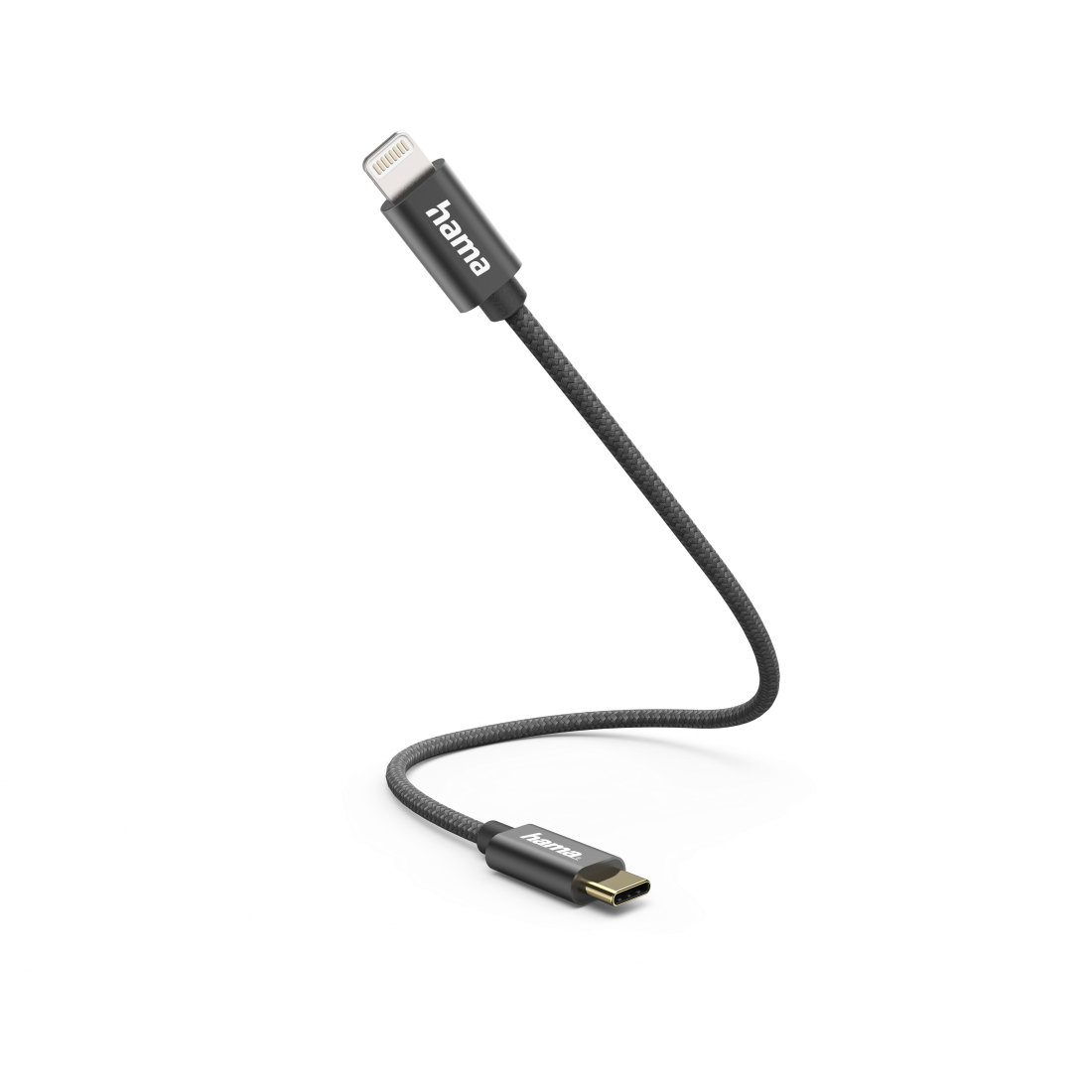 Hama 201601 Câble de charge USB-C vers Lightning Nylon 0,2m noir