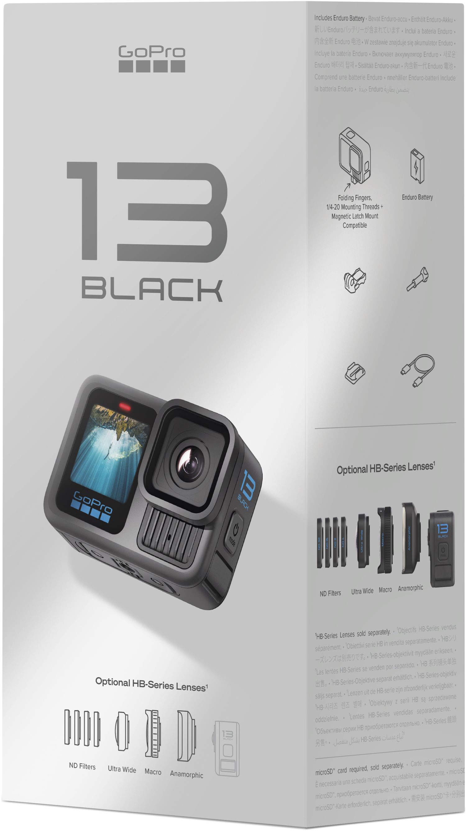 GoPro HERO13 Black Accessory Pack - Includes The Handler , 2 Enduro Batteries, 2 Curved Adhesive Holders, 64GB SanDisk MicroSD Card, Carry Case And More