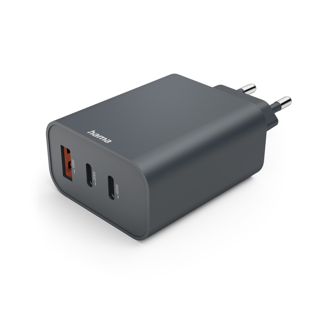 Hama 86445 1xUSB-A/ 2xUSB-C quick charger 65W anthracite