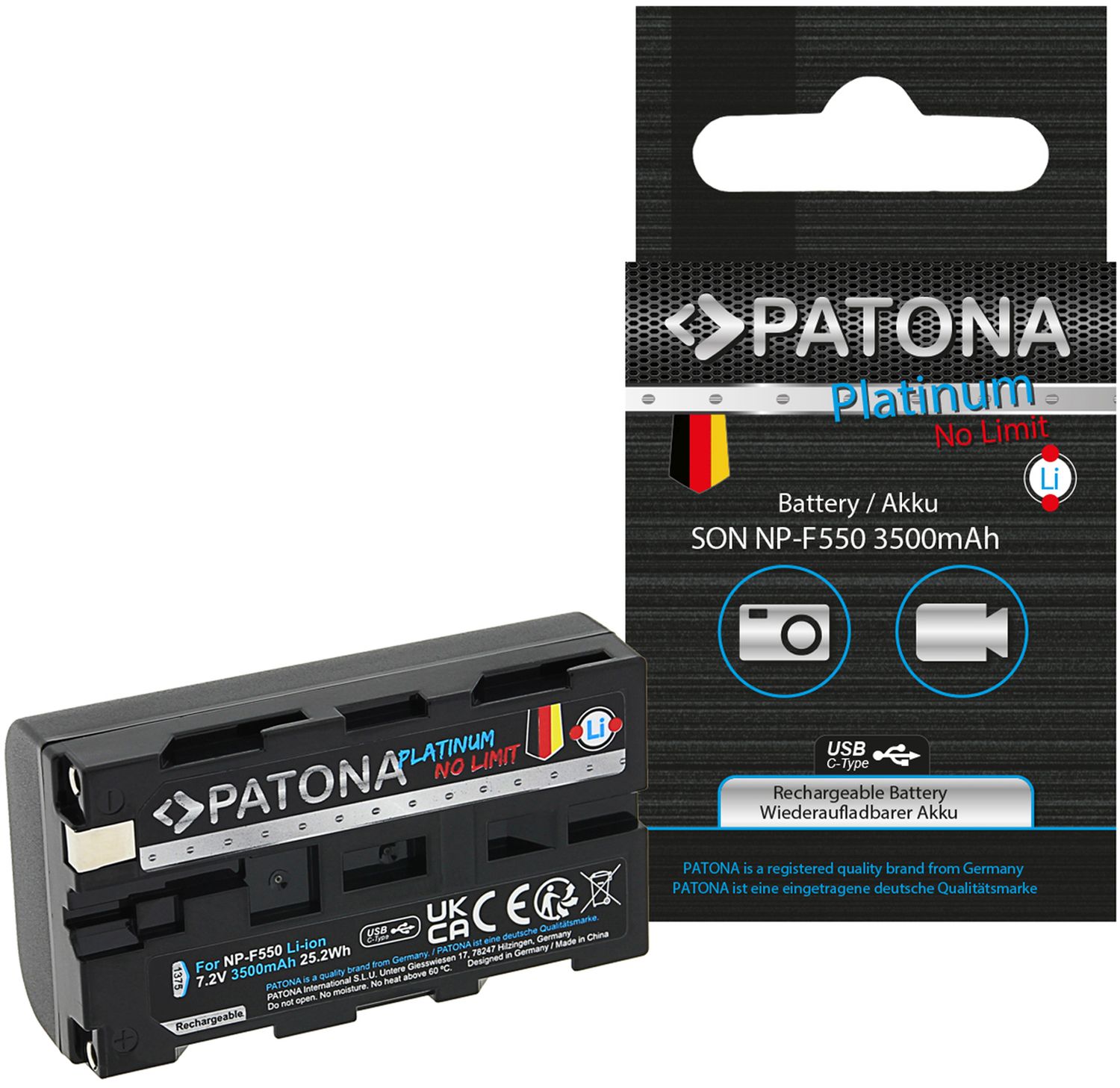 PATONA Platinum battery with USB-C input Sony NP-F550