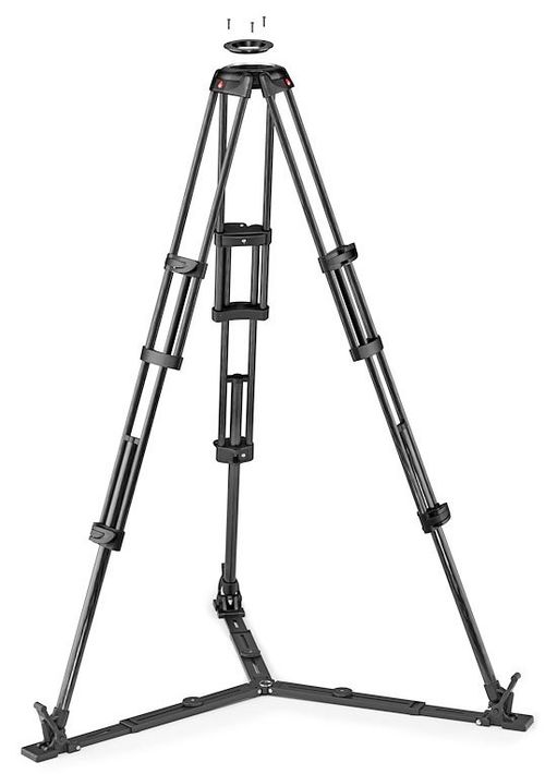 Manfrotto Carbon double tube tripod,100/75mm half shell w. center spreader