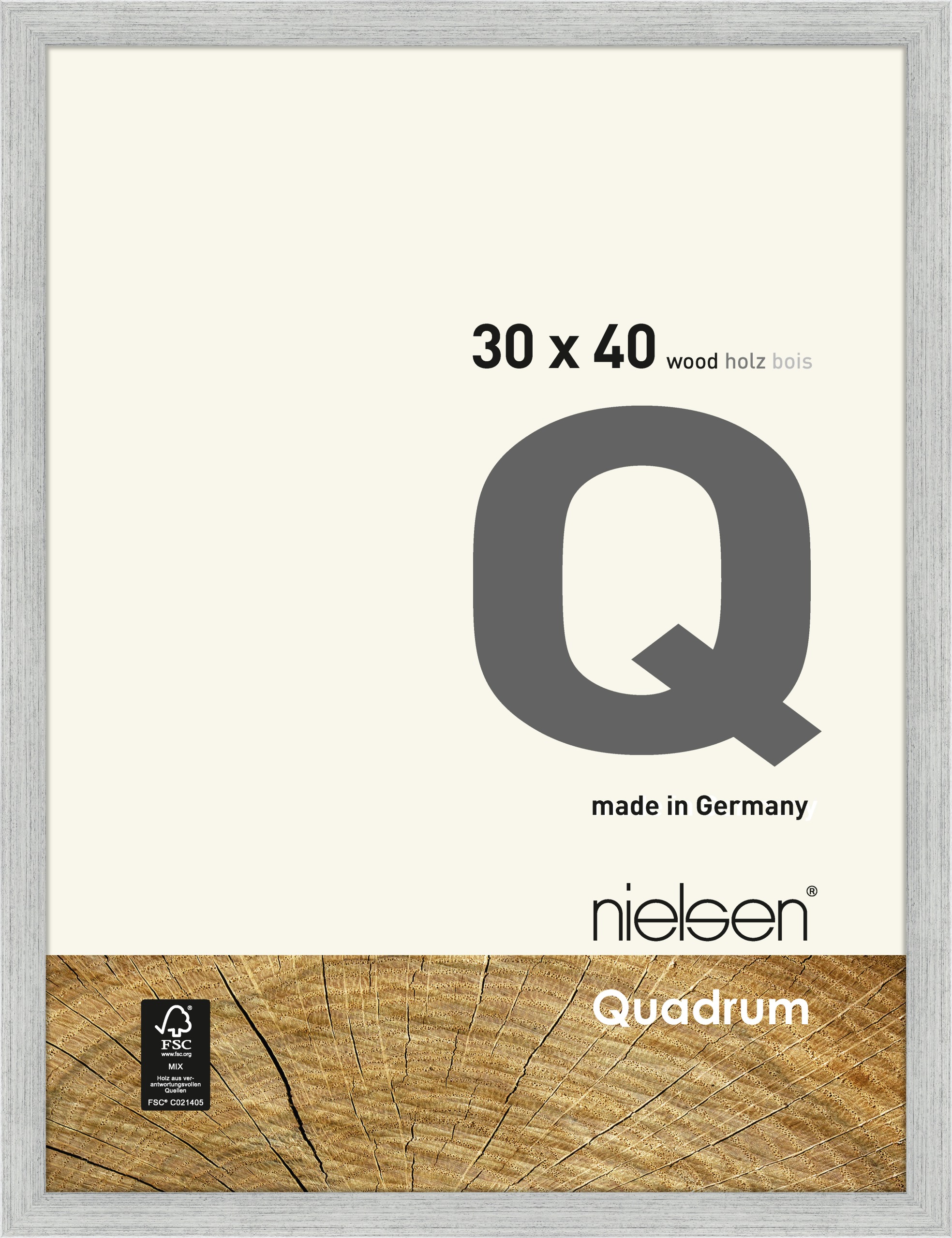 Nielsen Cadre en bois 6530007 Quadrum 30x40cm argenté