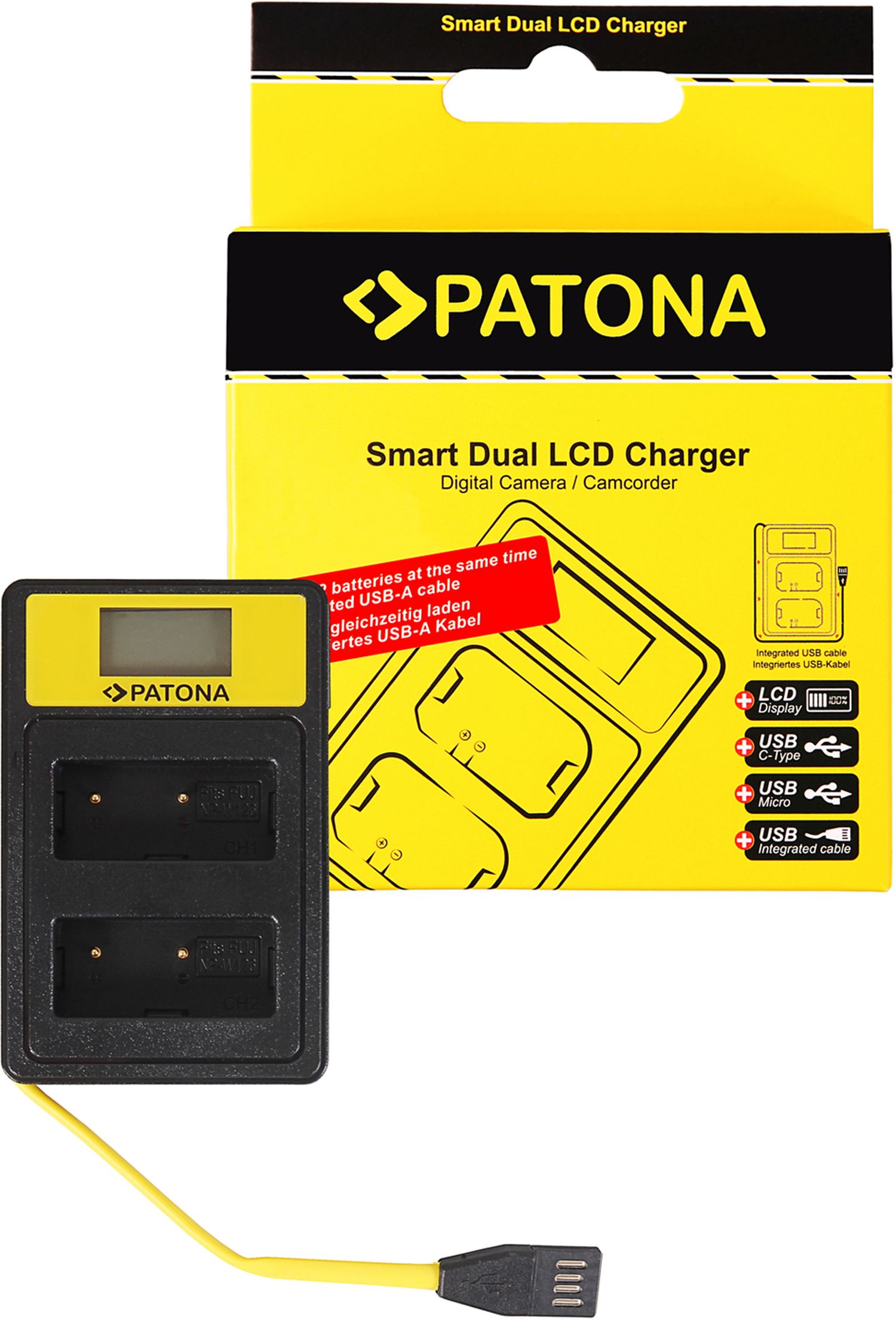 PATONA Smart Dual LCD USB charger for Panasonic DMW-BLG10