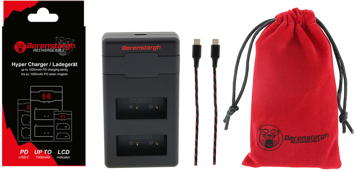 Berenstargh Hyper PD charger for Fuji NP-W126 incl. USB-C cable