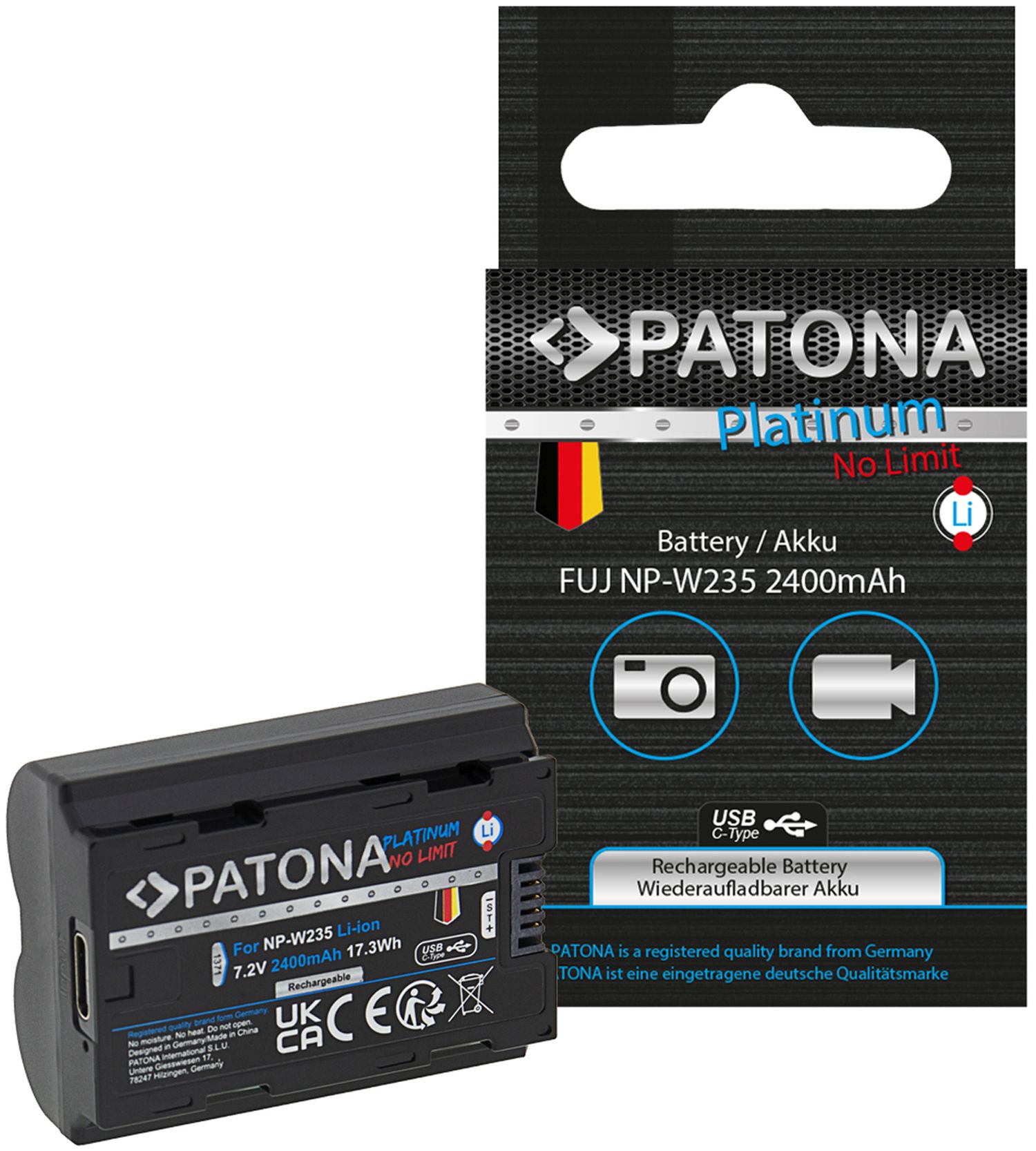 DSTE Batteria DC179E E Caricabatterie Da Viaggio Per Fuji NP-W235 | 7.2V 2200mAh Con Indicatore Di Carica | Per Fujifilm X-T4